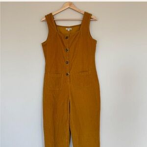 EARTHBOUND Golden Mustard Button-Front Corduroy Jumpsuit